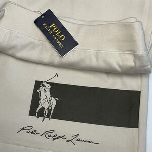 NEW Polo Ralph Lauren Sweat Shorts Mens 3XLT Beige Big Pony Logo Athletic Cotton